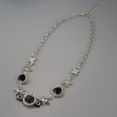 Glittering Black Heart Necklace