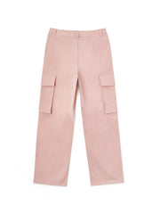 Ruched Pink Straight Leg Cargo Pants