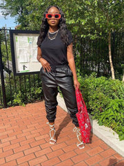 Casual Solid Pu Pants
