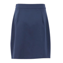 Wrap Split Front Zipper Trim High Waist Mini Skirt - Navy Blue