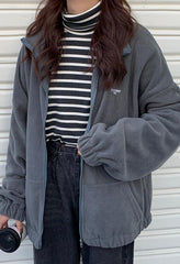 Letter Print Zip-Up Jacket
