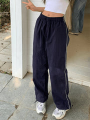 Side Piping Baggy Wide Leg Pants