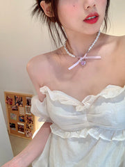 Glittering Heart Pearl Necklace
