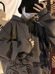 Men'S Oversize Graffiti Print Hoodie