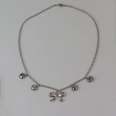 Girly Heart Bow Necklace