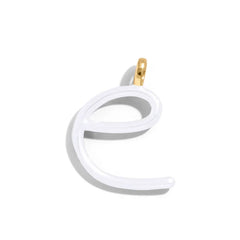 Custom Pure White Enamel Script Letter Charm - E