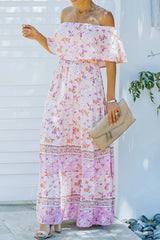 Fashion Street Print Off The Shoulder A Line Dresses(6 Colors)