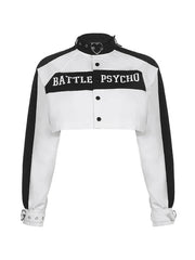 Letter Graphic Color Block Zip-Up Hoodie