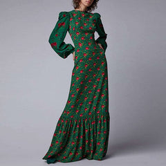 Bohemian Lantern Sleeve A-Line Maxi Dreses