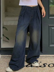 Pleat Faded Denim Boyfriend Jeans