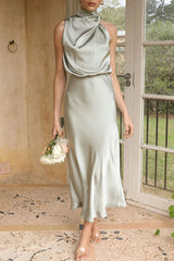 Elegant Solid Fold Turtleneck One Step Skirt Dresses(5 Colors)