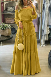 Sexy Elegant Solid Off The Shoulder Pleated Dresses