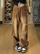 Vintage Wash Distressed Star Patch Boyfriend Jeans