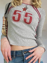 Contrast Trim Printed Long Sleeve Crop Top