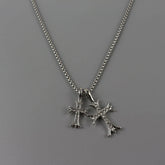 Double Cross Aesthetic Necklace