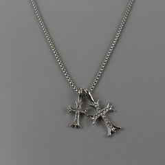 Double Cross Aesthetic Necklace