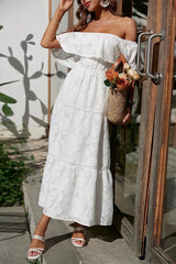 Sweet Elegant Solid Lace Off The Shoulder A Line Dresses(4 Colors)