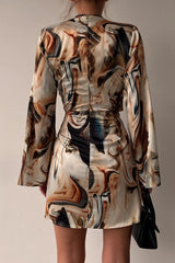 Fashion Patchwork Tie-Dye V Neck Pencil Skirt Dresses(3 Colors)