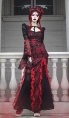 Gothic Jacquard Chiffon Tail Skirt