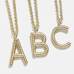Classic Initial Necklace - Ribbed Initial