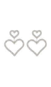 Gold Diamante Heart Shape Drop Earrings