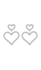 Gold Diamante Heart Shape Drop Earrings