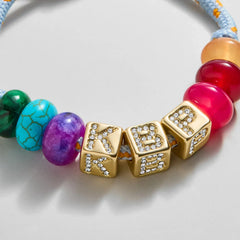 Custom Block Letter Semi-Precious Paracord Bracelet - Light Blue