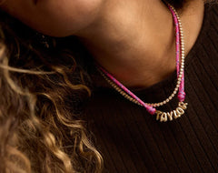 Bubble Letter Custom Paracord Necklace - Hot Pink