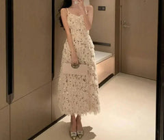Feather Gold Sequin Backless Birthday Evening Party Dress