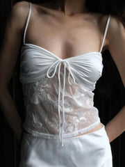 Pydshop 2024 Fashion Woman Tops Y2K Style White Satin Front Tie-Up Top