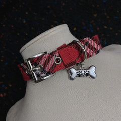 Y2K Red Plaid Bone Choker