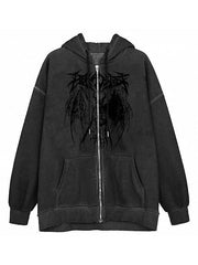 Skeleton Print Zipper Hoodie