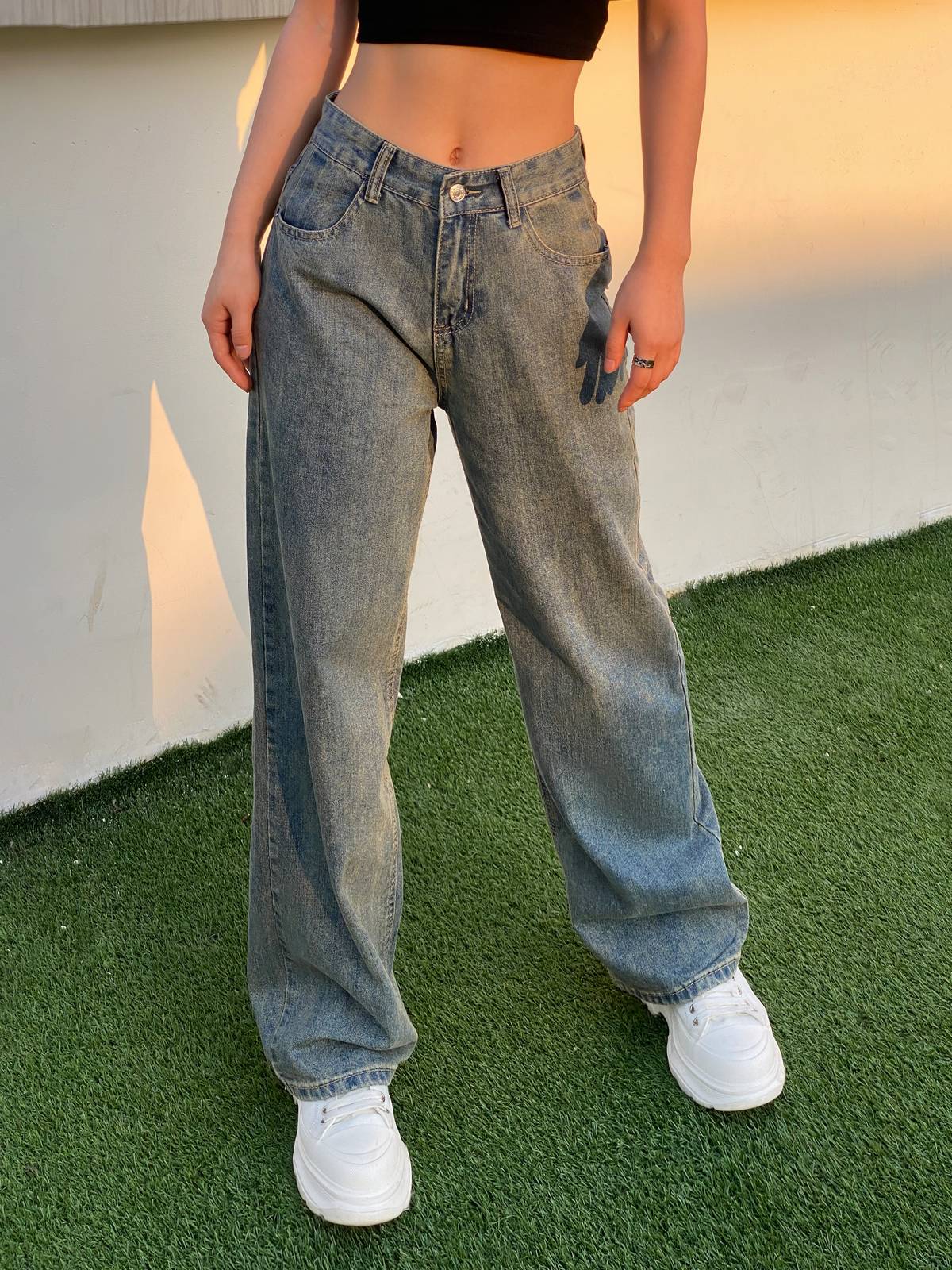 90S Washed High Waist Boyfriend Jeans