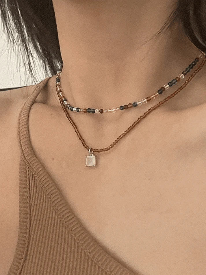 2Pcs Y2K Beaded Necklace