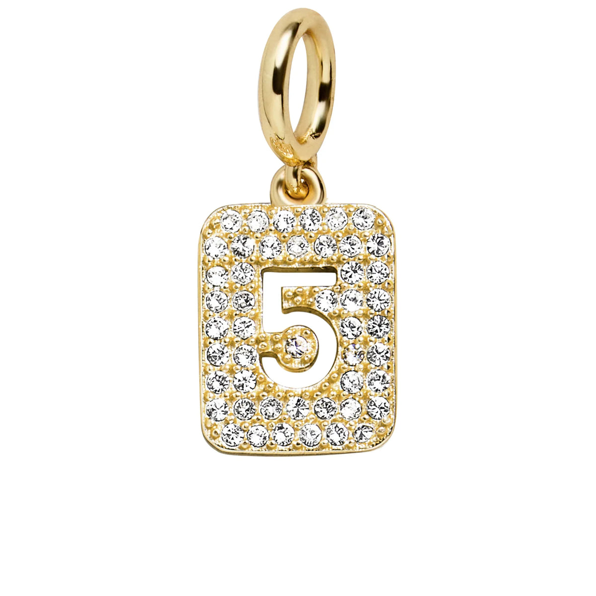 Block Pavé Number Cluster Charm - 5