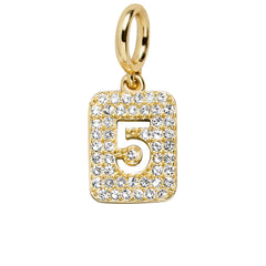 Block Pavé Number Cluster Charm - 5