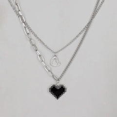 Pixel Heart Chains Necklace