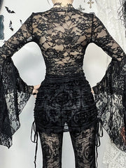 Witchy Goth Floral Lace Top