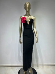 Strapless Flower Patchwork Maxi Dress