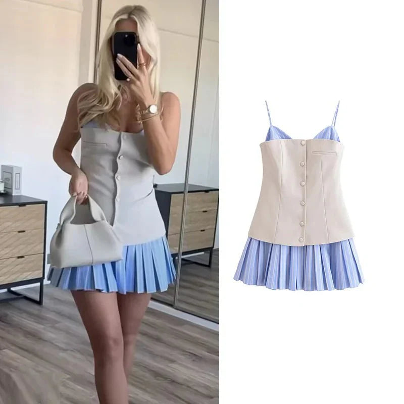 Strapless Patchwork Mini Dress