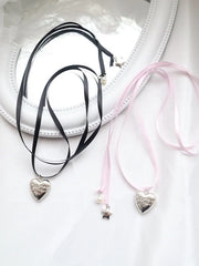 Heart Ribbon Choker