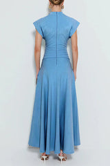 Elegant Pocket Slit Zipper Half A Turtleneck Long Dresses