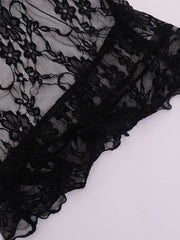 Sheer Lace Backless Cropped Tank Top