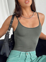 Solid Color Sleeveless Bodysuit