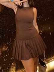 Chic Sleeveless Pleated Mini Dress