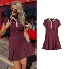 Chic Polo Mini Ribbed Dress