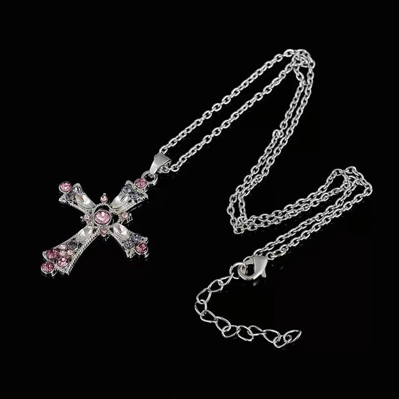 Vintage Punk Diamond Cross Necklace