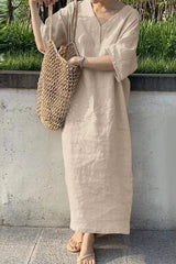Casual Solid V Neck One Step Skirt Dresses