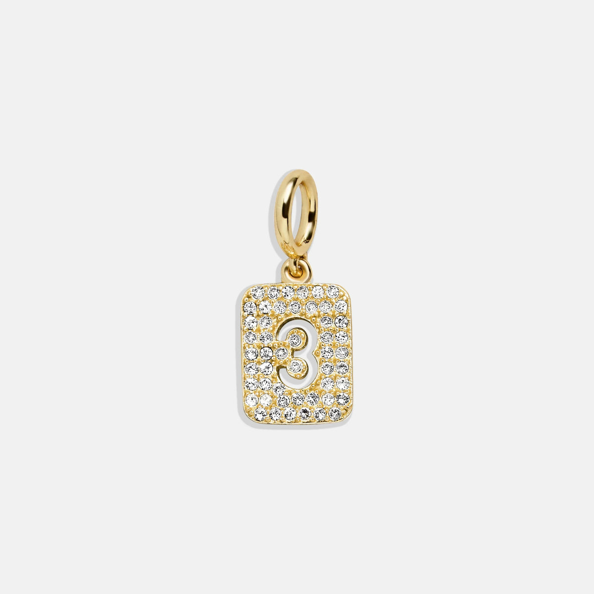 Block Pavé Number Cluster Charm - 3