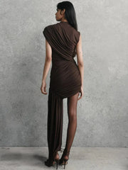 Draped Sleeveless Ruched Mini Dress
